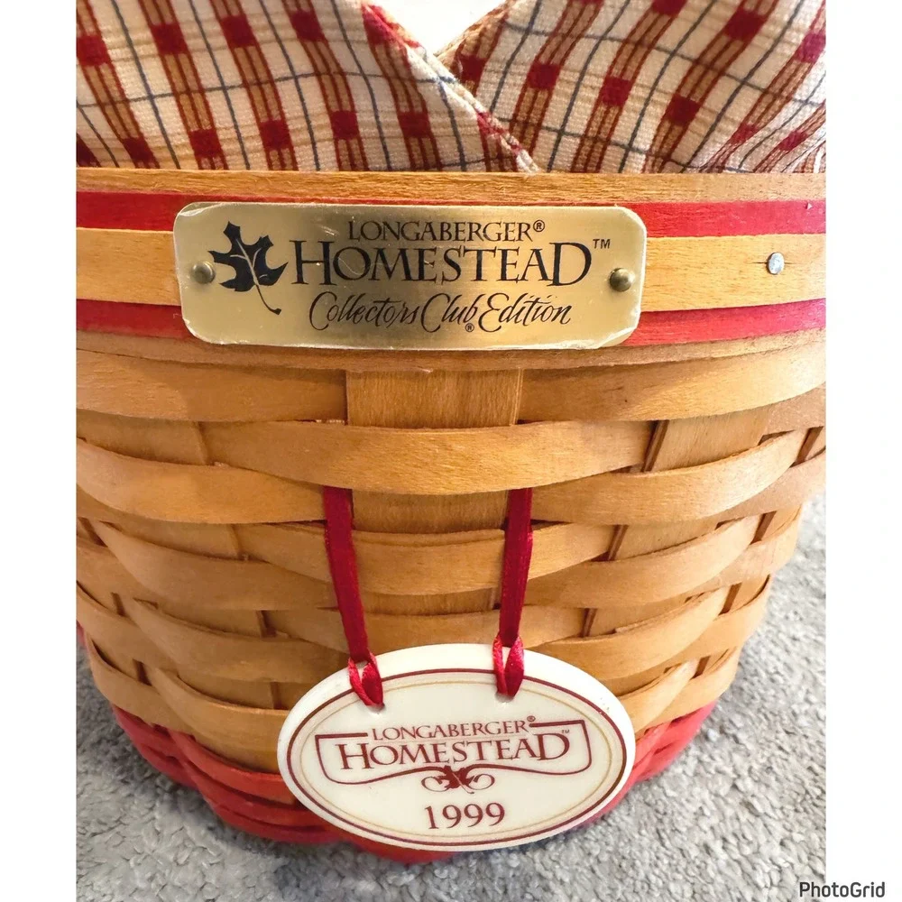 Longaberger 1999 Collectors Club Homestead Basket, Liner & Protector Handwoven